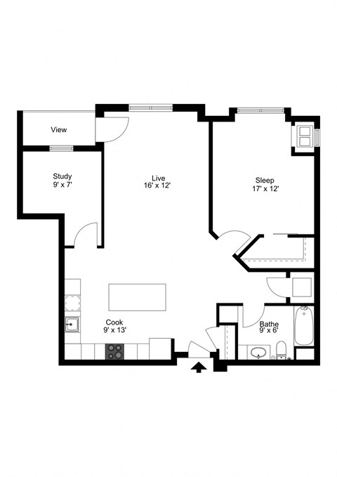 The Shorewood Hills Floor Plan at One Glenn Place, Fitchburg, 53711
